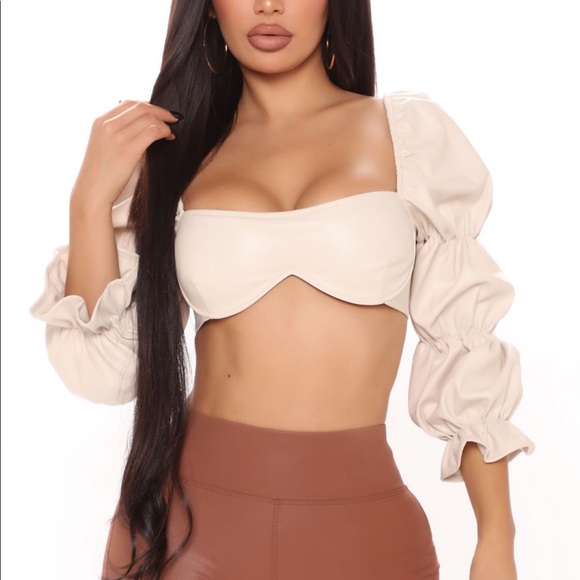 Cream Crop Top Long sleeve - Picture 5 of 5